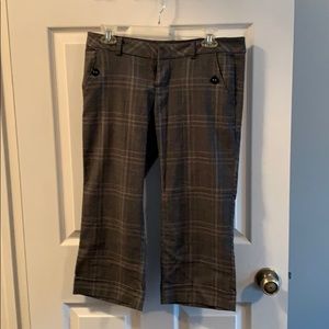 Gray plaid cropped work pants